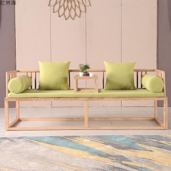 新中式实木沙发布艺简约现代三人组合原木色禅意仿古家具厂家直销